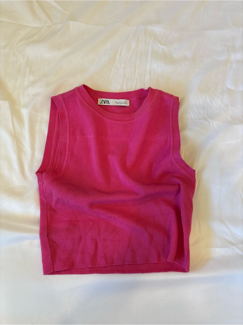 Zara Pink Ribbed Sleeveless Tank